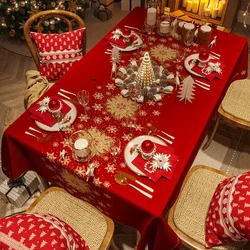 Mantel impermeable para mesa de centro, decoración Rectangular de lujo, color rojo, Año Nuevo, navidad