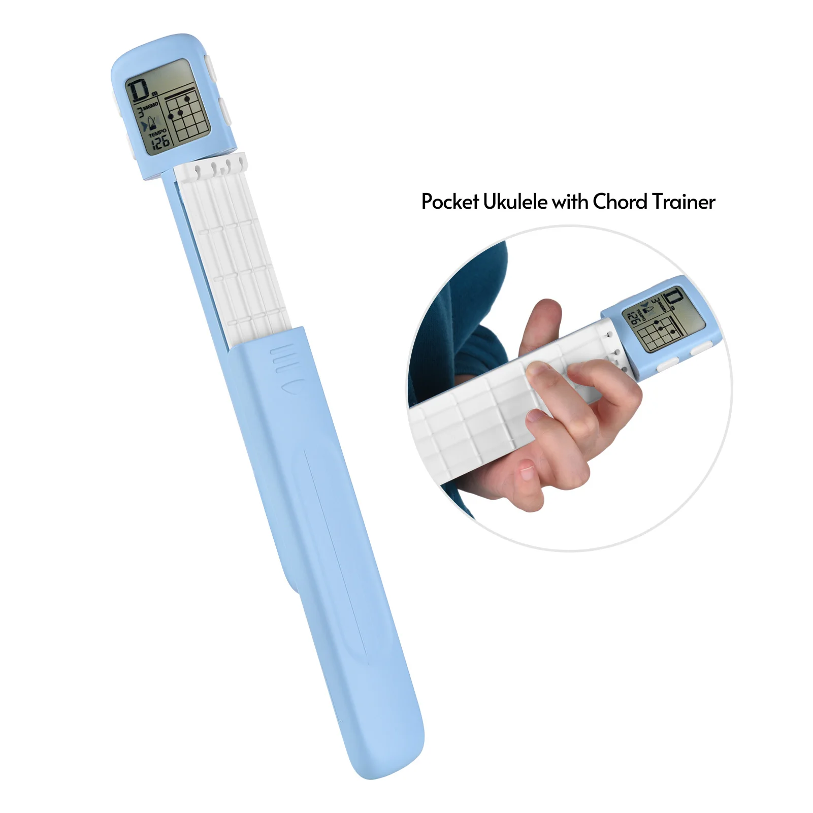 

Портативный тренажер для аккордов укулеле, инструмент для практики пальцев Уке с 360° ° Вращающийся экран диаграммы аккордов для начинающих укелеле