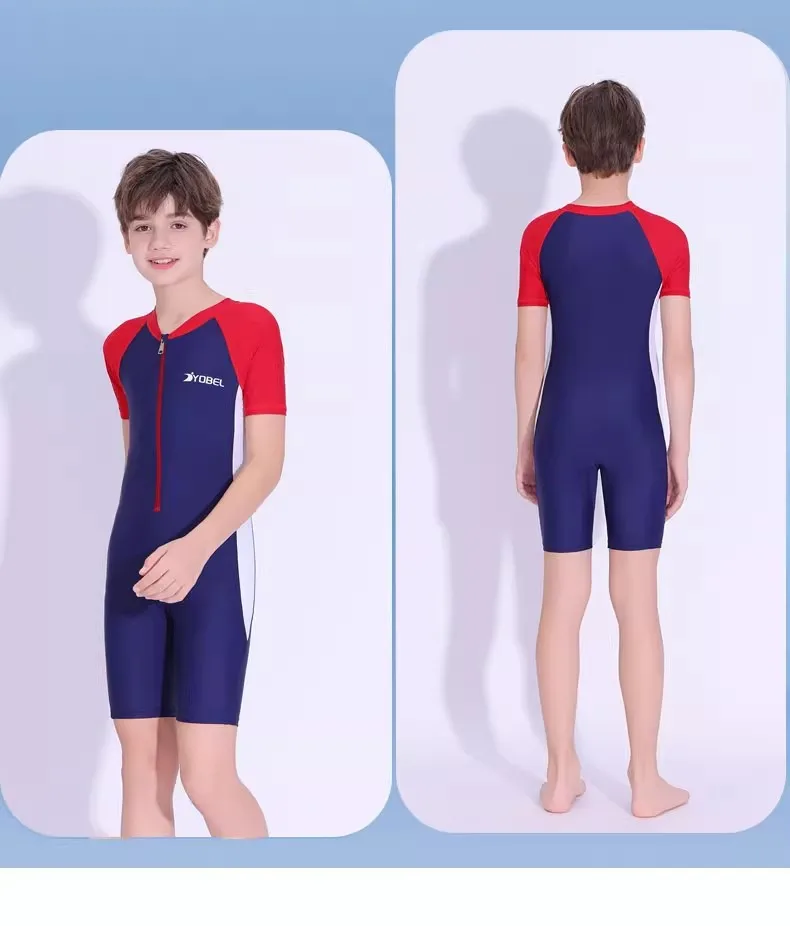 

Boy One Piece Professional WaterProof Outdoor Sports Beach Surfing SwimWear Kids UPF50+Short Sleeve Quick-Dry Bathing SwimSuit