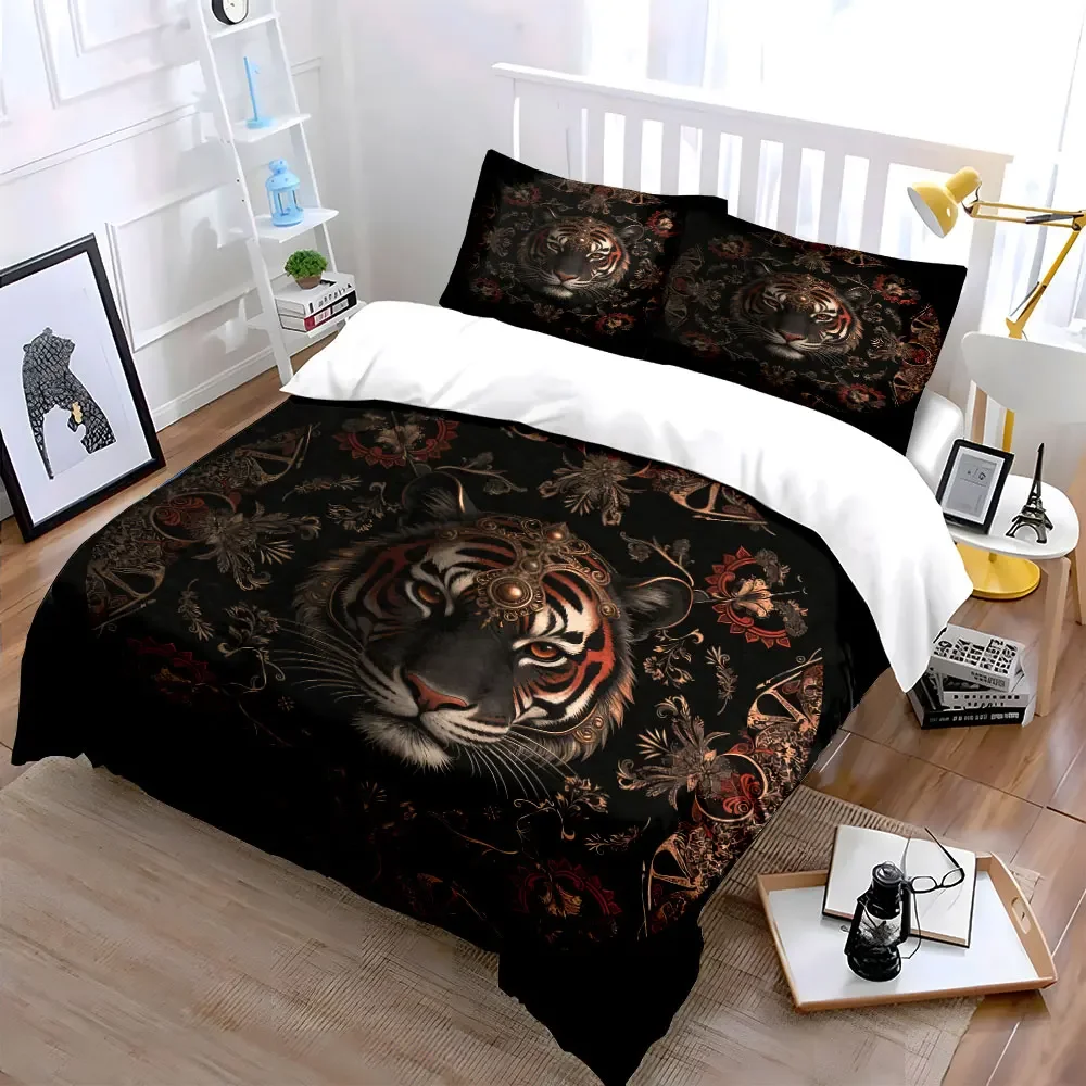 Tiger Print Decorative Set - Home Decor Soft Comfortable Duvet Cover Bedding Set Included 1*Duvet Cover & 2*Pillowcases, gift