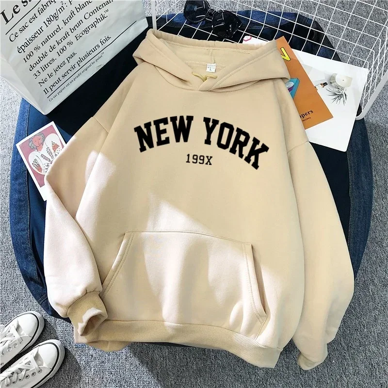 

Mannen Vrouwen New York 199X City Hoodies Mode Brief Bedrukt Grafische Sweatshirts Losse Casual Harajuku Capuchon Sportkleding