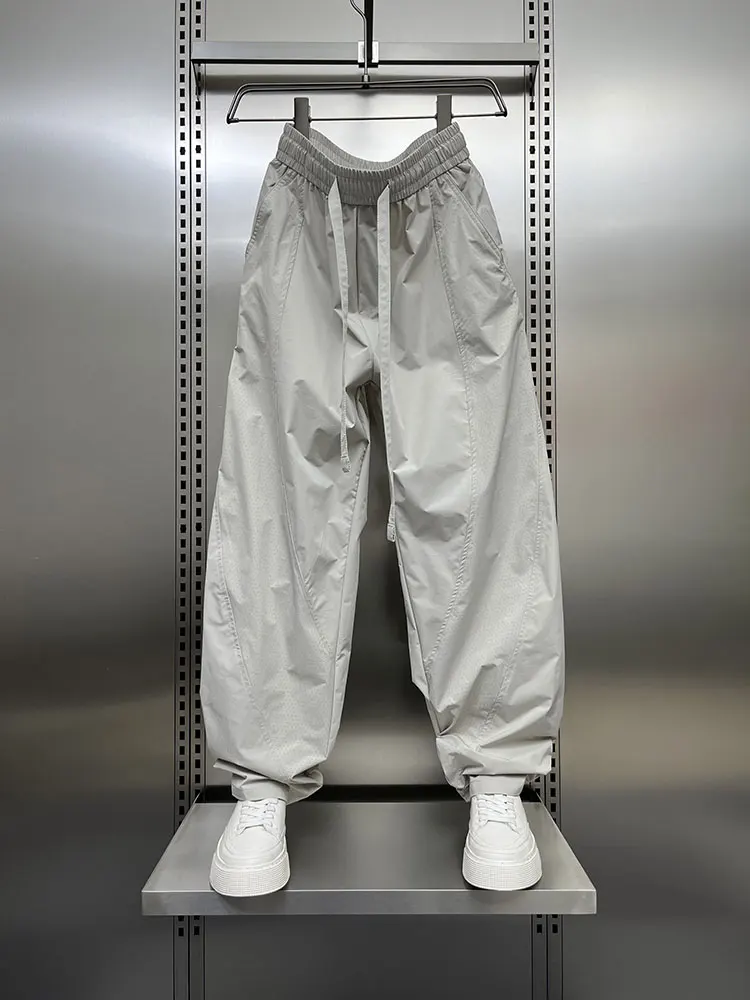 メンズ夏快適な通気性冷感カジュアルパンツストレートレッグルーズフィット作業服ズボントレンディなハーランパンツ