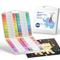 Rotuladores acrílicos ENMY de doble punta, marcadores coloridos impermeables de secado rápido, entusiastas del bricolaje, 24/36/48/60/80 colores, papelería de pintura