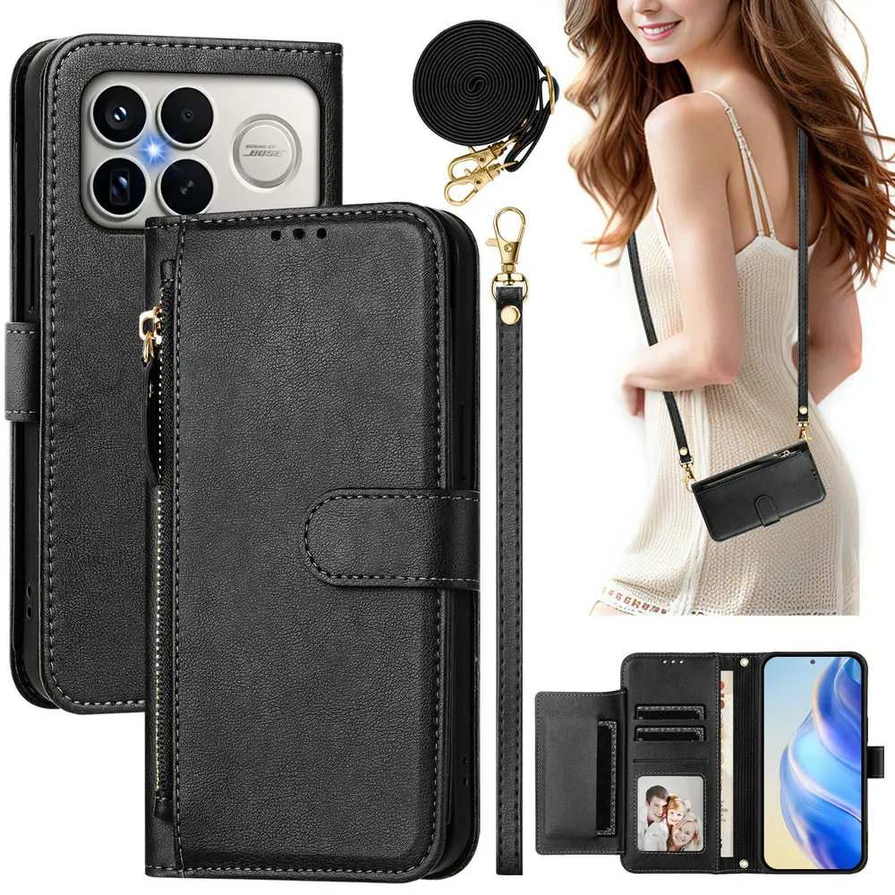 Flip-Hülle für Xiaomi Poco F9 Ultra 5G 2026, Umhängetasche mit Kartenfach und Reißverschluss, Lederhülle, Poco F9 Pro Wallet, Funda, Mi PocoF9 Ultra Cover