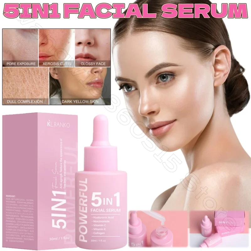 

5IN1FACIAL SERUM 30ml Deep Hydrating Firming Skin Brightening Skin Tone Lightening Fine Lines Skin Nourishing Essence