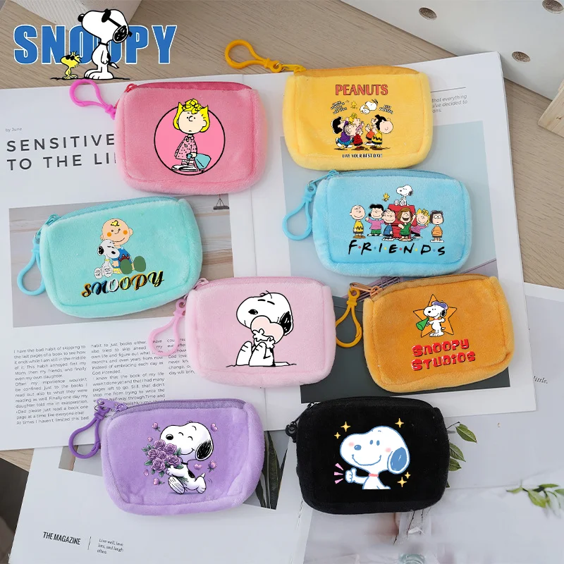 

Snoopys Girls Wallet Peanuts Zipper Coin Purse Women Portable Mini Pocket Wallets Boys Cute Cartoon Child Pendant Key Chain Gift