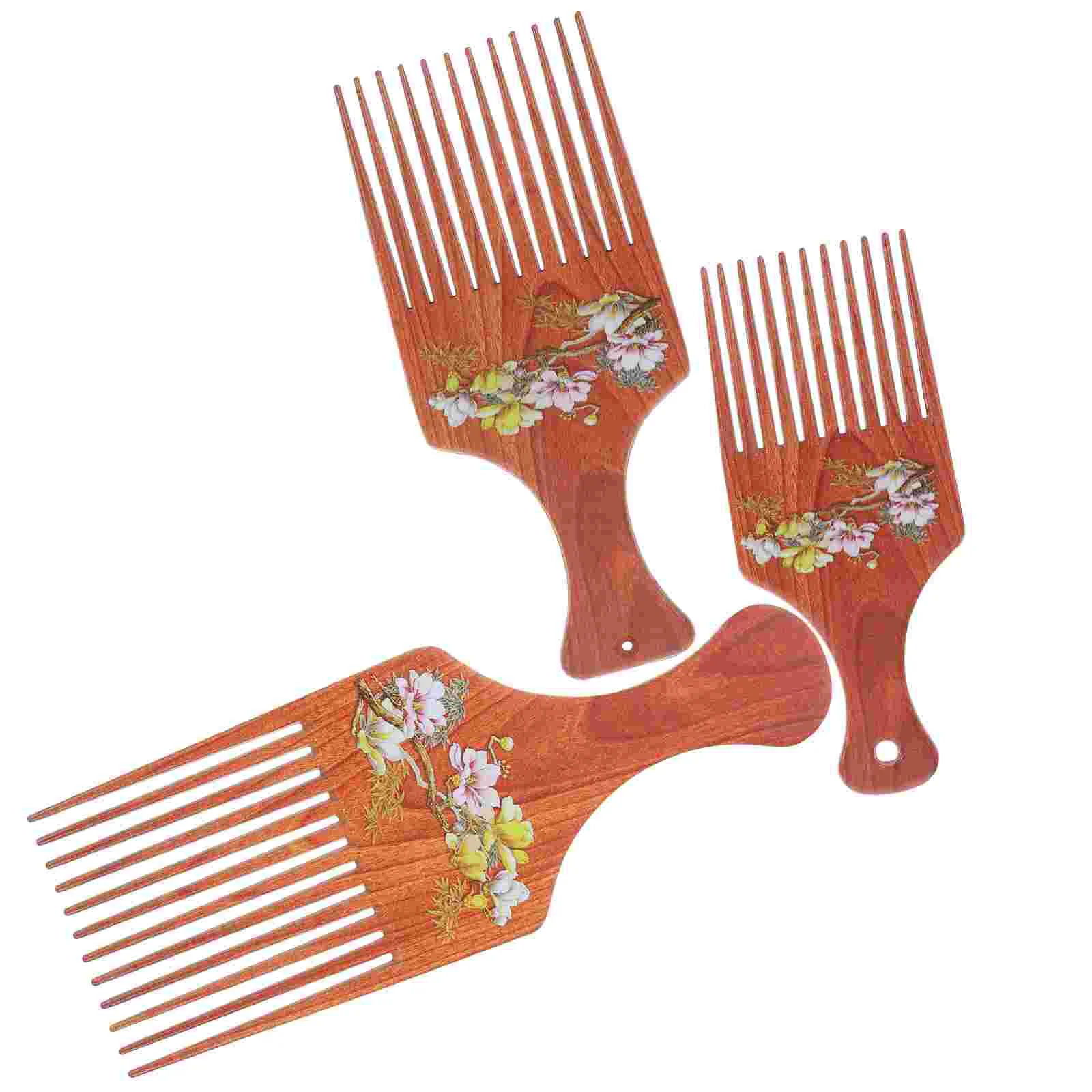 3 Packs Afro Combs, Afro Picks for and Men, Wooden Comb Lift Hair Pick Hairdressing Styling Tool for Curly Hair (,, )