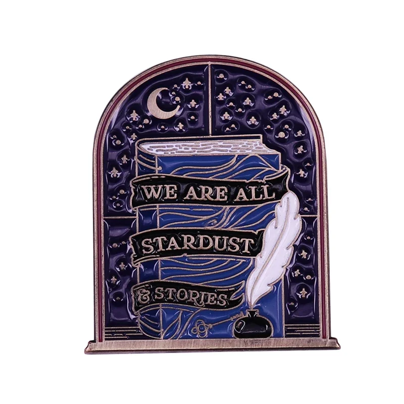 We Are All Stardust And Stories Brooch The Starless Sea Enamel Pin Bookish Jewelry Erin Morgenstern Magical Book World