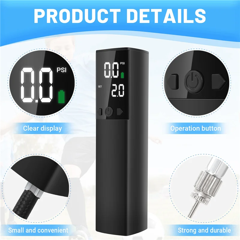 

ABHS-Electric Ball Pump,Smart Air Pump Portable Fast Ball Inflation With Accurate Pressure Gauge And Digital LCD Display