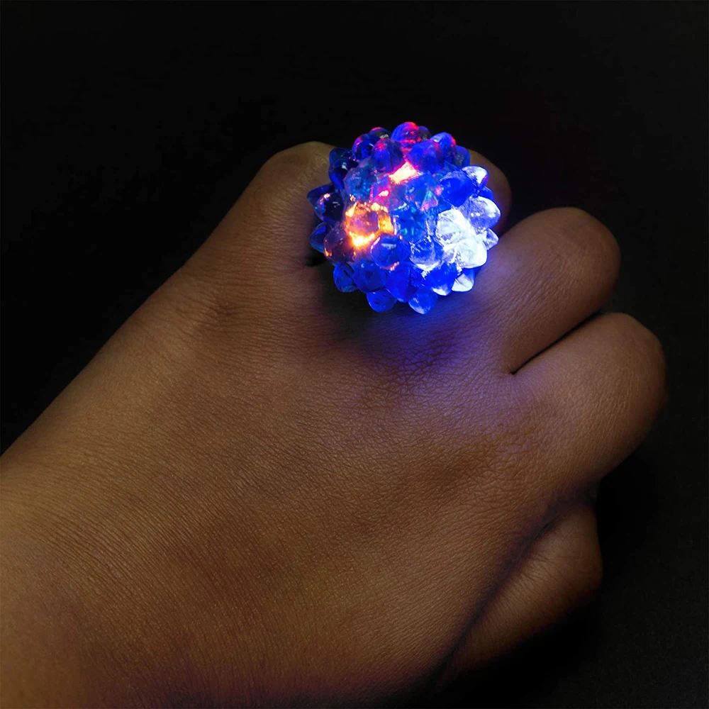 Giocattoli Regalo di compleanno Anello da dito colorato Bagliore nel buio Anelli luminosi Anelli LED lampeggianti Anello di gelatina increspato Giocattoli luminosi