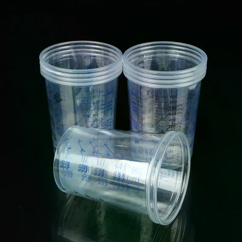 Plastic High Quality for 10pcs Paint Mixing Cup 600ml Pot Calibration Precise Of and Liquid