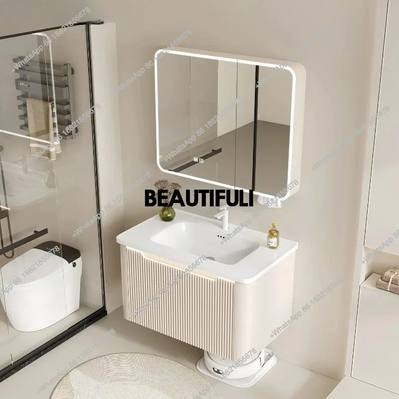 

New arrive Ceramics Toilet Bathroom Cabinets Washbasin Vintage Vanity Toilet Bathroom Cabinets White Storage Mirrors Muebles Fur