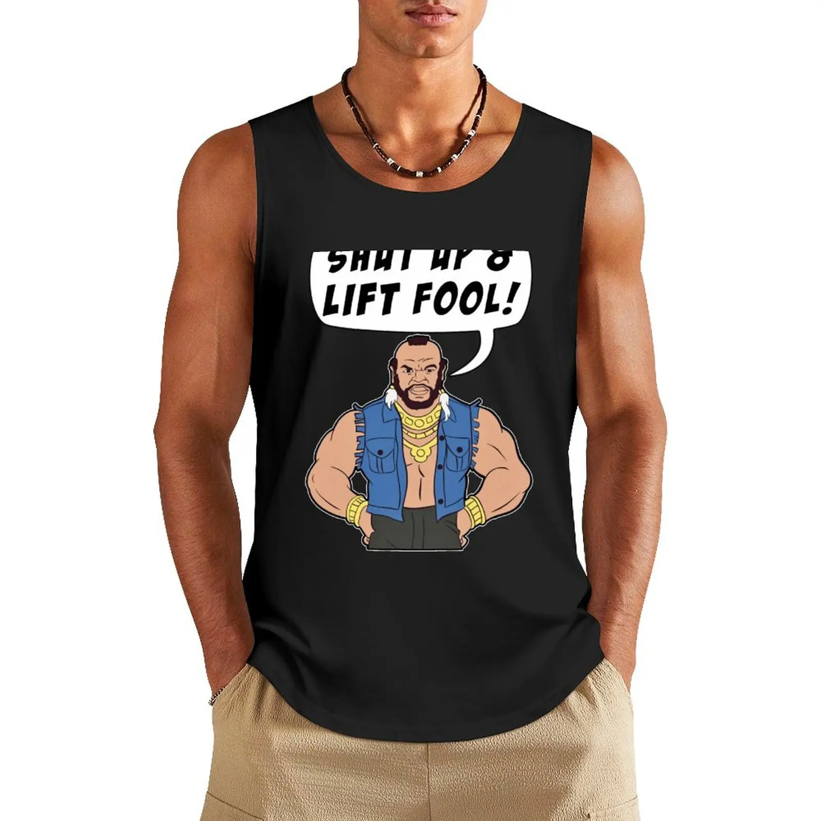 

Mr T Shut Up & Lift Fool Gym Fitness Motivation Tank Top Clothing gym t-shirts