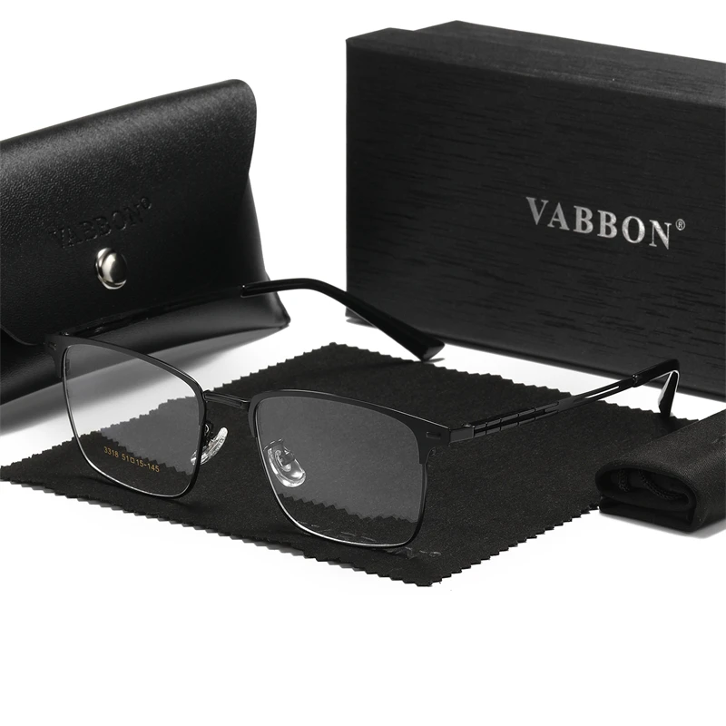 Vabbon New Anti-Blue Light Myopia Glasses Anti-Fatigue Goggles Men's Optical Glasses Business Metal Frame Flat Mirror Photochromic Glasses 3318