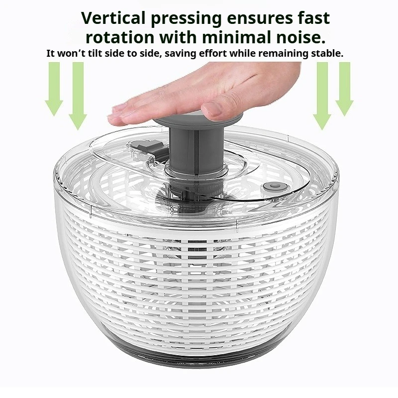 6L Salad Spinner Dryer veggie washing Dehydrator tool One-Hand Easy Press Pump Multifunctional Fruit Washer Bowl with Strainer