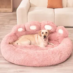 Dog Bed Cat Pet Sofa Cute Bear Paw Shape Comfortable Cozy Pet Sleeping Beds For Small Medium Large Soft Fluffy Cushion Dog Bed