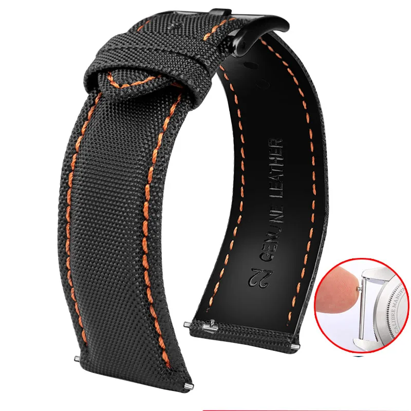 20mm 21mm 22mm 23mm 24mm Nylon Leather strap For Men Women Watchband Canvas Waterproof Watch Strap Butterfly Buckle Bracelet