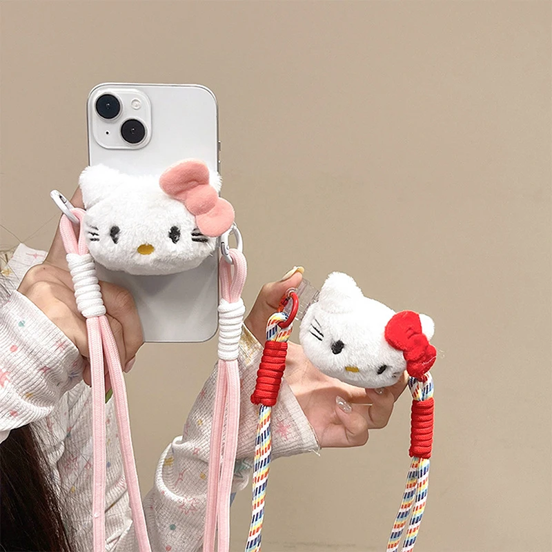 Sanrio Hello Kitty Mobile Phone Strap Rope Shoulder Carrying Cross Body Hanging Chain Mobile Phone Back Clip Anti Loss Lanyard