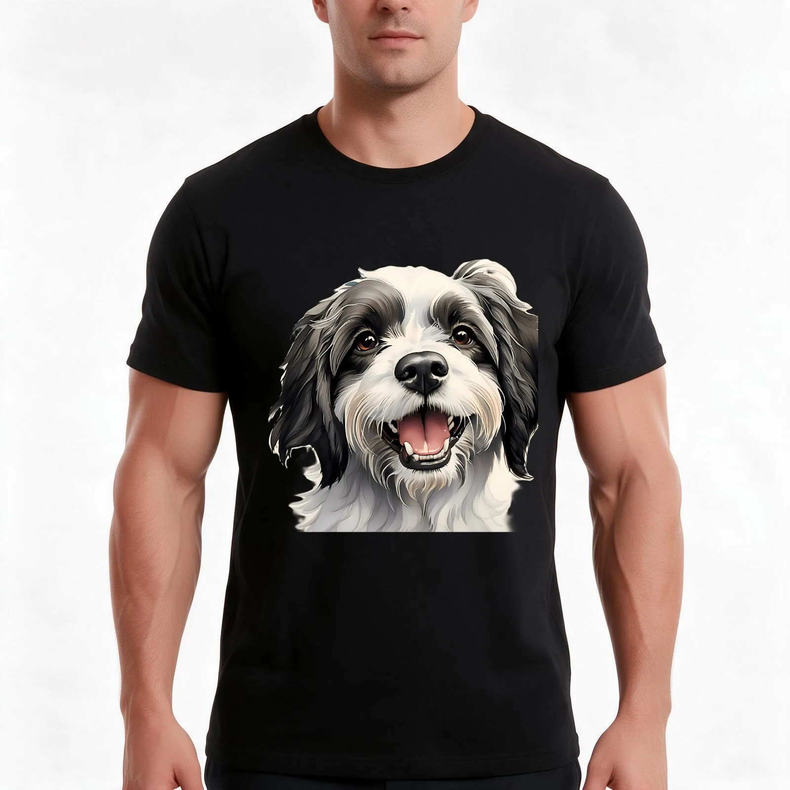 cute dog smile T-Shirt Summer Casual Cotton Tee Oversized Streetwear Tops Vintage Graphic Print Loose Fit Short Sleeve