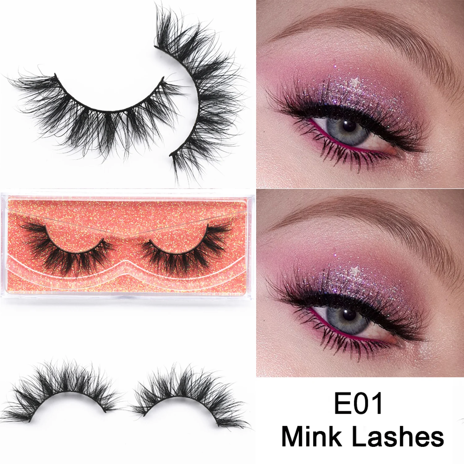 3D Mink Eyelashes Natural Long Lashes Wispy Lashes 3D Mink Lashes 100% Cruelty-free Real Mink Fur False Eyelashes Makeup Lashes