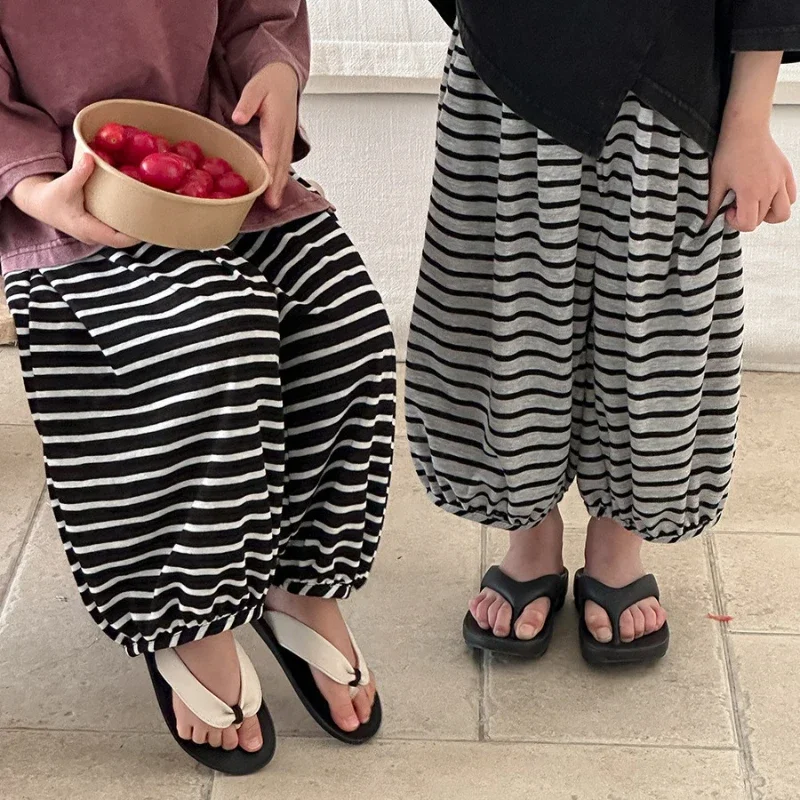 

2025 New Summer Children's Striped Loose-Fitting Lantern Pants, Mosquito-Repellent Cropped Trousers