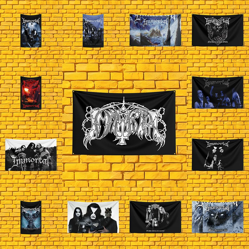 Immortal Style Rock Flag 3x5 FT 90x150cm Polyester Wall Hanging For Concert Decor Music Lover