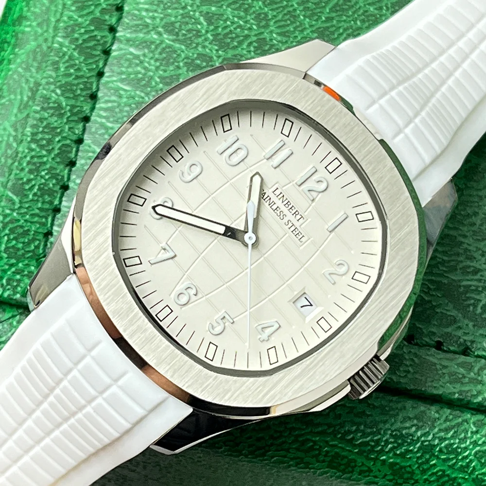 2024 LINBERT New Automatic Mechanical Watch PATEK Men's Watch White Rubber Waterproof Brand Luminous Stainless Steel Men's Watch
