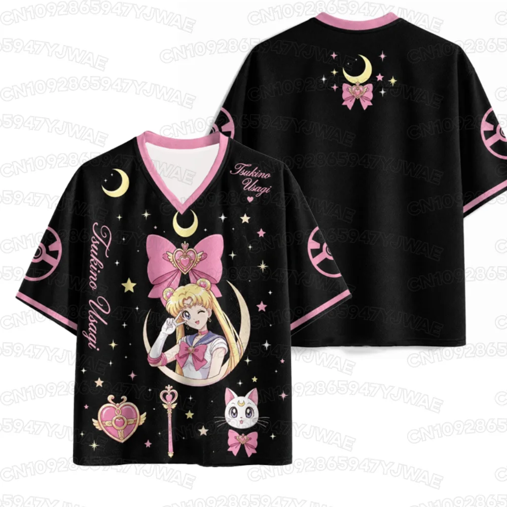 Sommer-T-Shirt mit kurzen Ärmeln für Damen und Herren, lässiges Sailor-Moon-Trikot, beliebtes Anime-Fan-T-Shirt, Unisex-Oberteile, Y2K-Trikot-Oberteile. – Detail 6