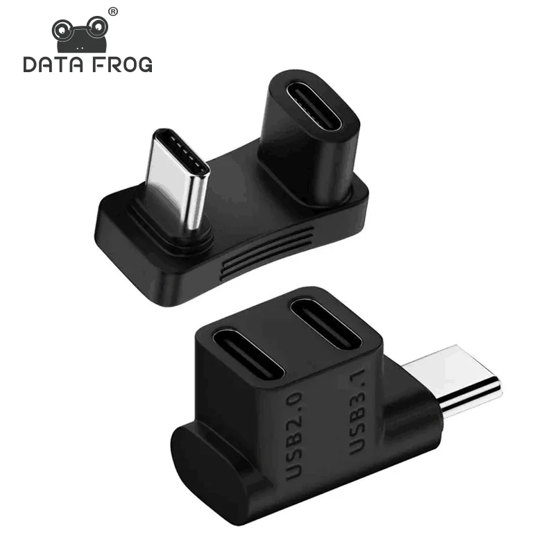 DATA FROG Right Angle Type-C USB Extension Adapter for Steam Deck Console 2-in-1 Charging Data Sync Converter