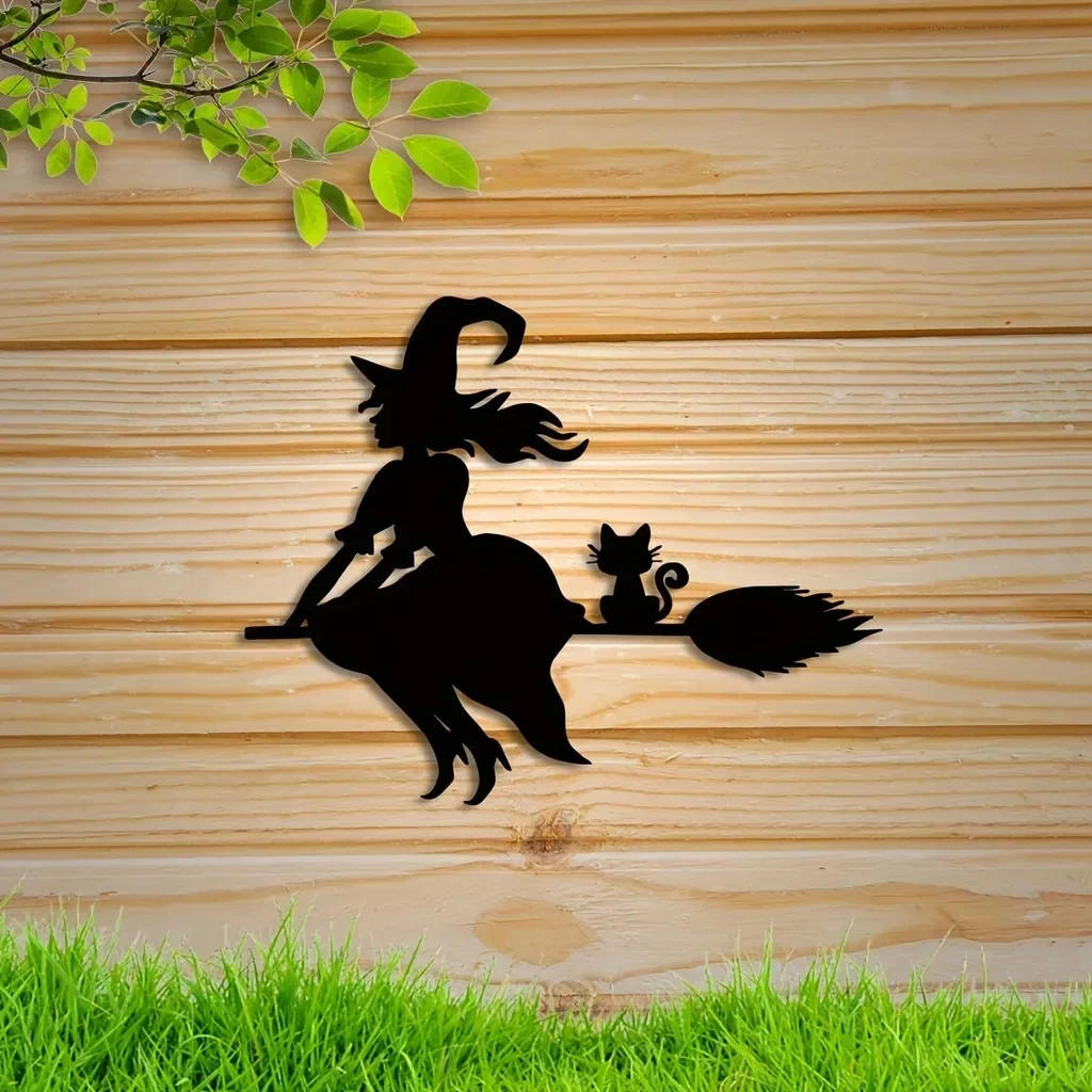 DDPNKL 1pc Black Witch Wall Decoration, Metal Wall Decor,Butterfly Decor Metal Wall Art Halloween Decor Wall decoration