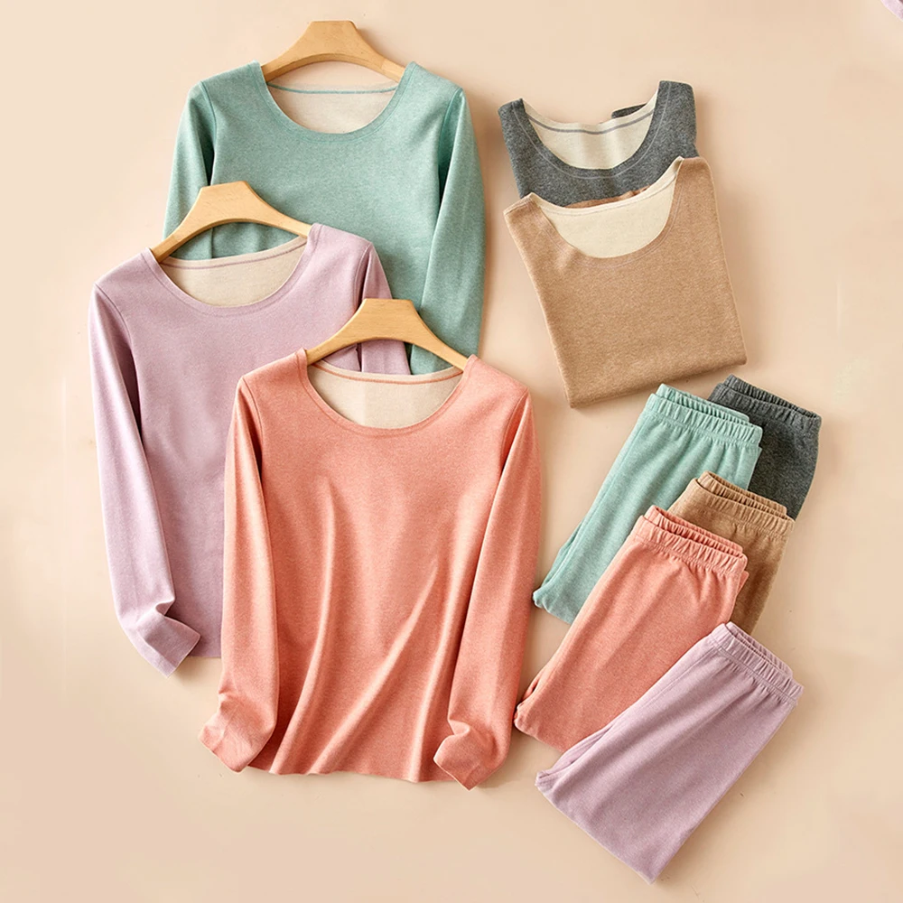 

Женский комплект термобелья, женская термоодежда из 2 предметов, новые бесшовные однотонные теплые кальсоны для женщин, зимняя одежда