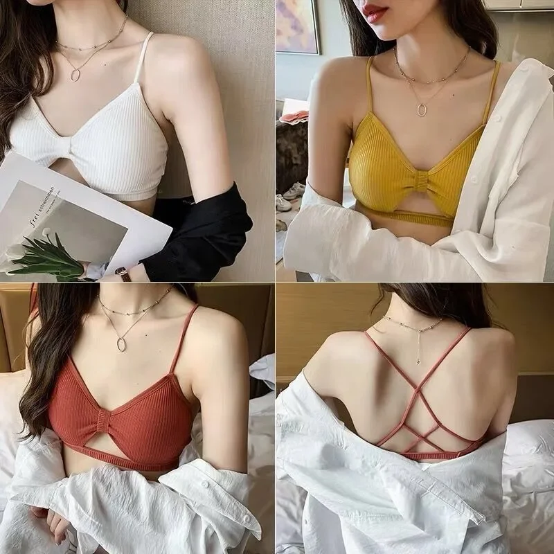 Sexy Cross Bra Tube Top Bralette Women Crop Top Female Sexy Lingerie Beauty Back Intimates Crop Top Seamless Padded Underwear