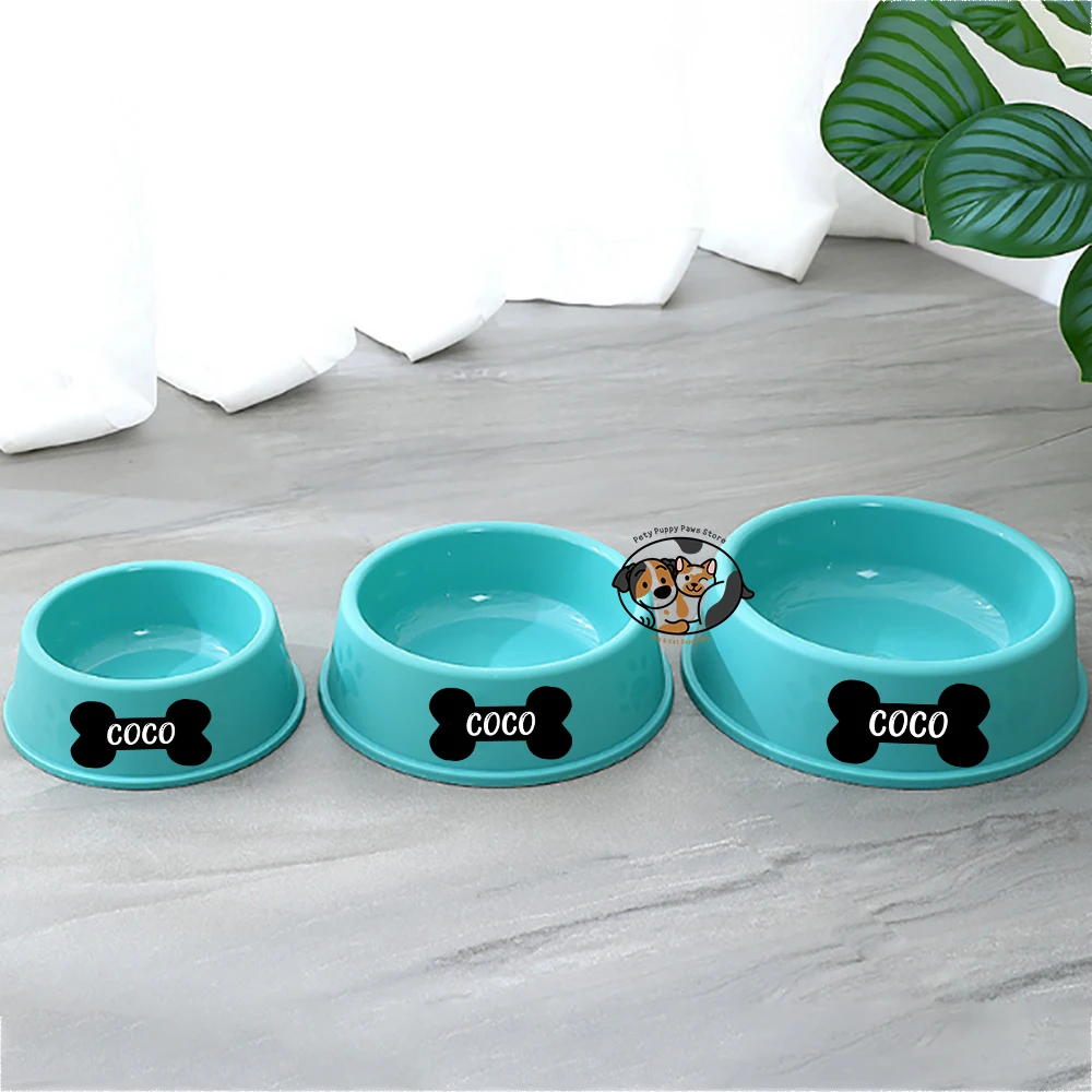 Custom Plastic Dog Bowls with Pet Name, Non-Slip, Christmas, Birthday Gifts for Pet,Personalized Pet Bowl, Feeder for Dog or Cat
