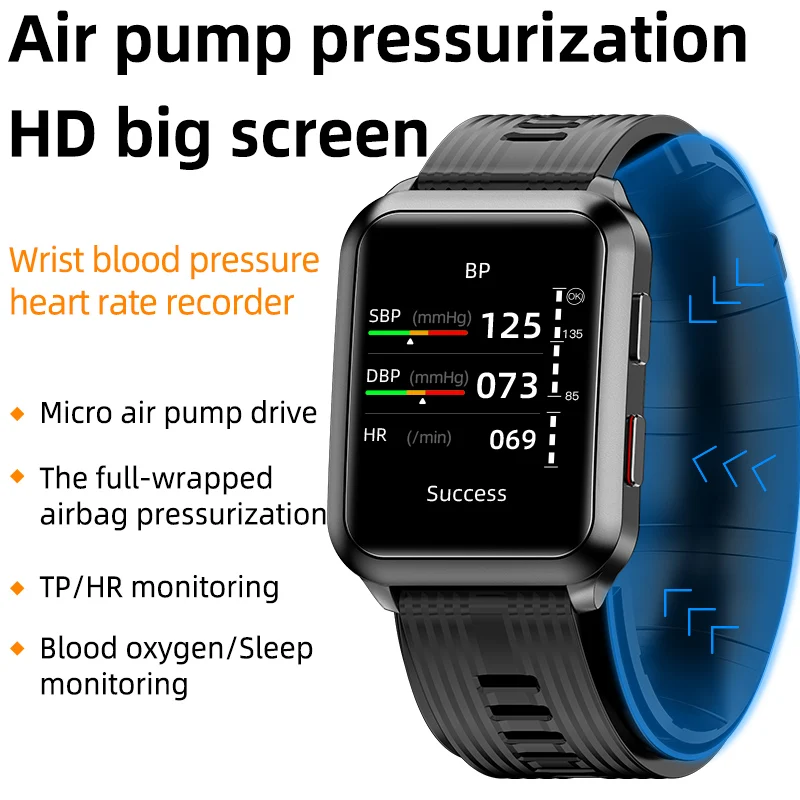 2024 neue Luftpumpe Blutdruck Smartwatch Männer Blut Sauerstoff Körper temperatur Herzfrequenz Schlaf monitor Elder Health Smartwatch