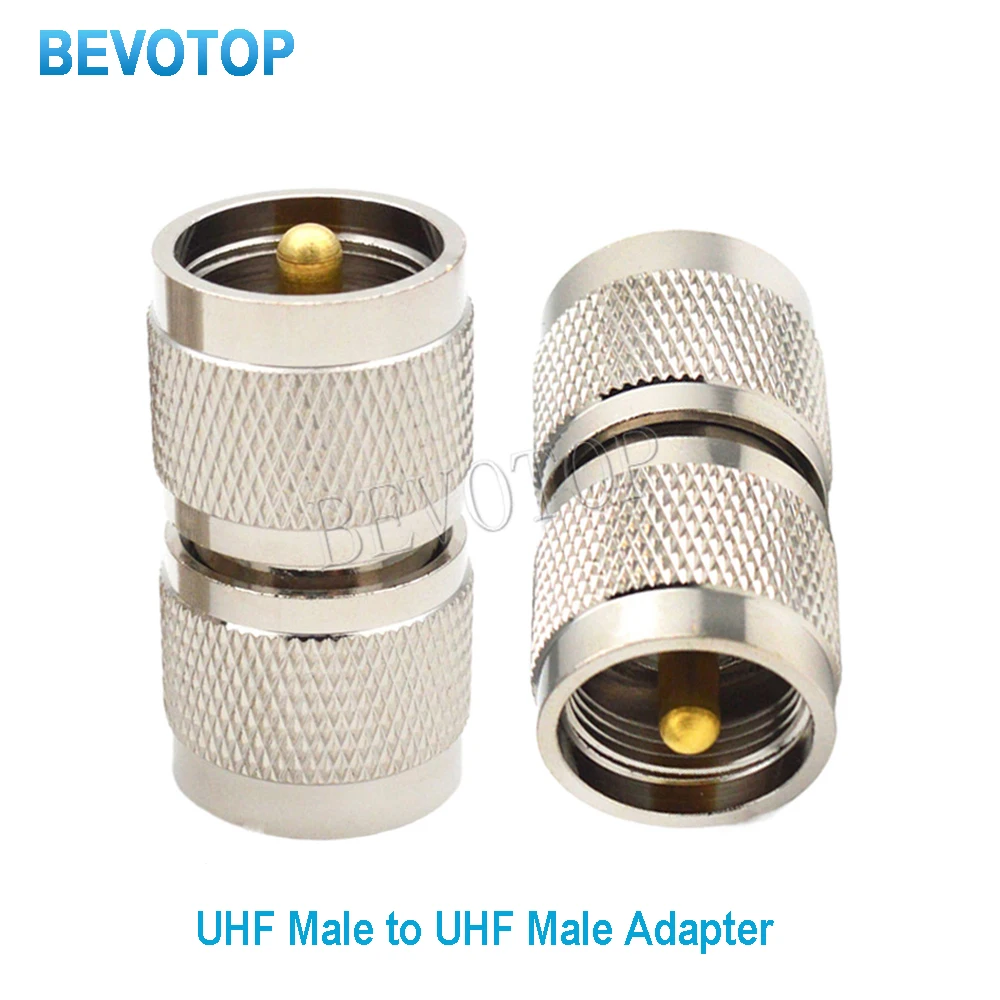 50PCS/lot UHF Male Plug to UHF Male Plug Straight Adaptor High-Quality 50 Ohm Nickel/Gold plated RF Converter Connector BEVOTOP