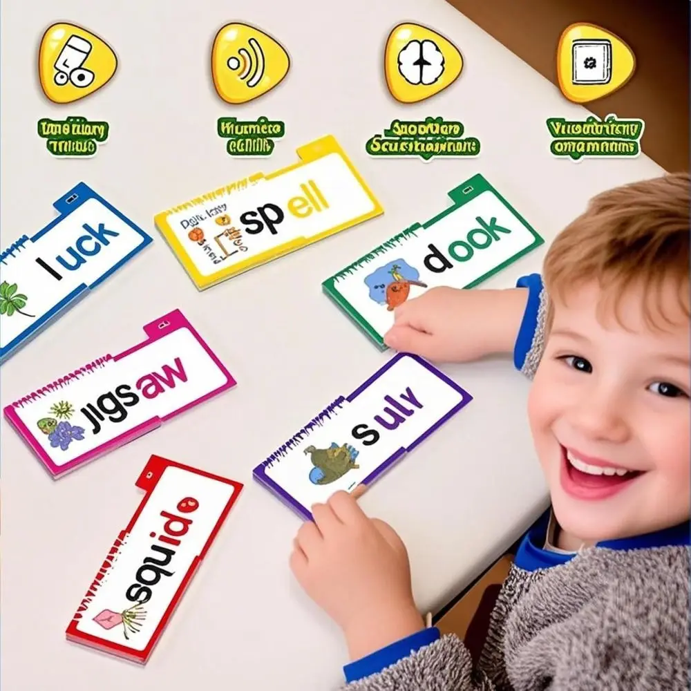

Words&Images Reading Flip Book Early Educational Interactive 30 Read Flip Book Creative Cognition Word Family Build Books