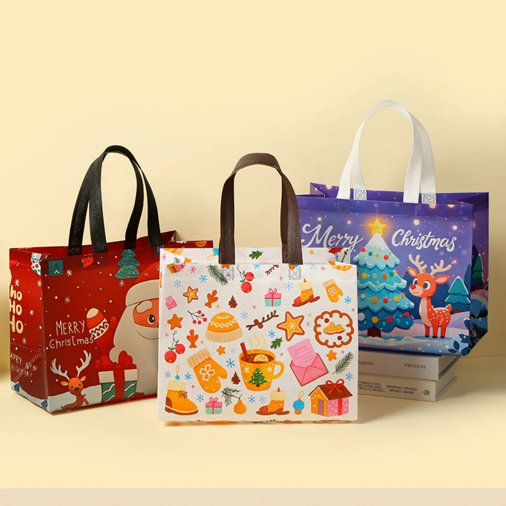 طوي هدية حامل قوي سانتا كلوز حمل حقيبة هدية الكريسماس حقيبة احتفالية غير المنسوجة حقيبة تسوق للحفلات التسوق التخزين