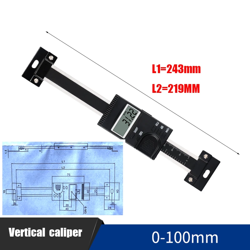 0-150mm 0-200mm 0-300mm 0-100mm Verticale digitale lineaire schalen Verticale schuifmaat 0,01mm