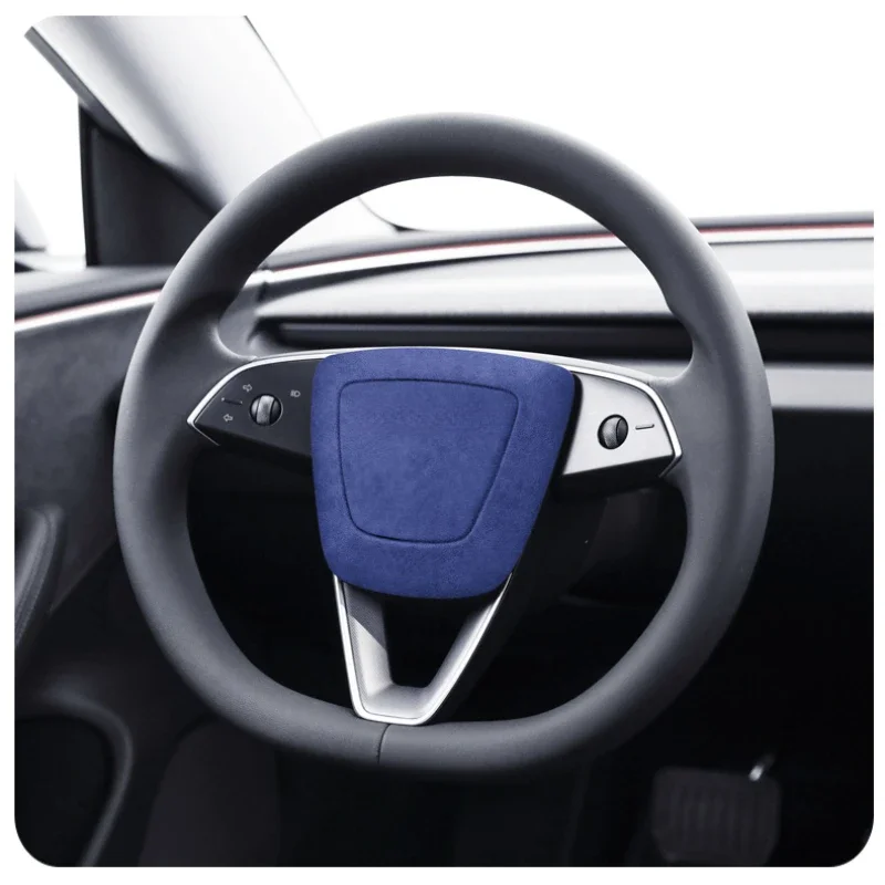 For Tesla Model 3 Highland 2024-Up Top Suede Steering Wheel Panel Trim Stickers Decor Car Interior Accessories Modificationtools