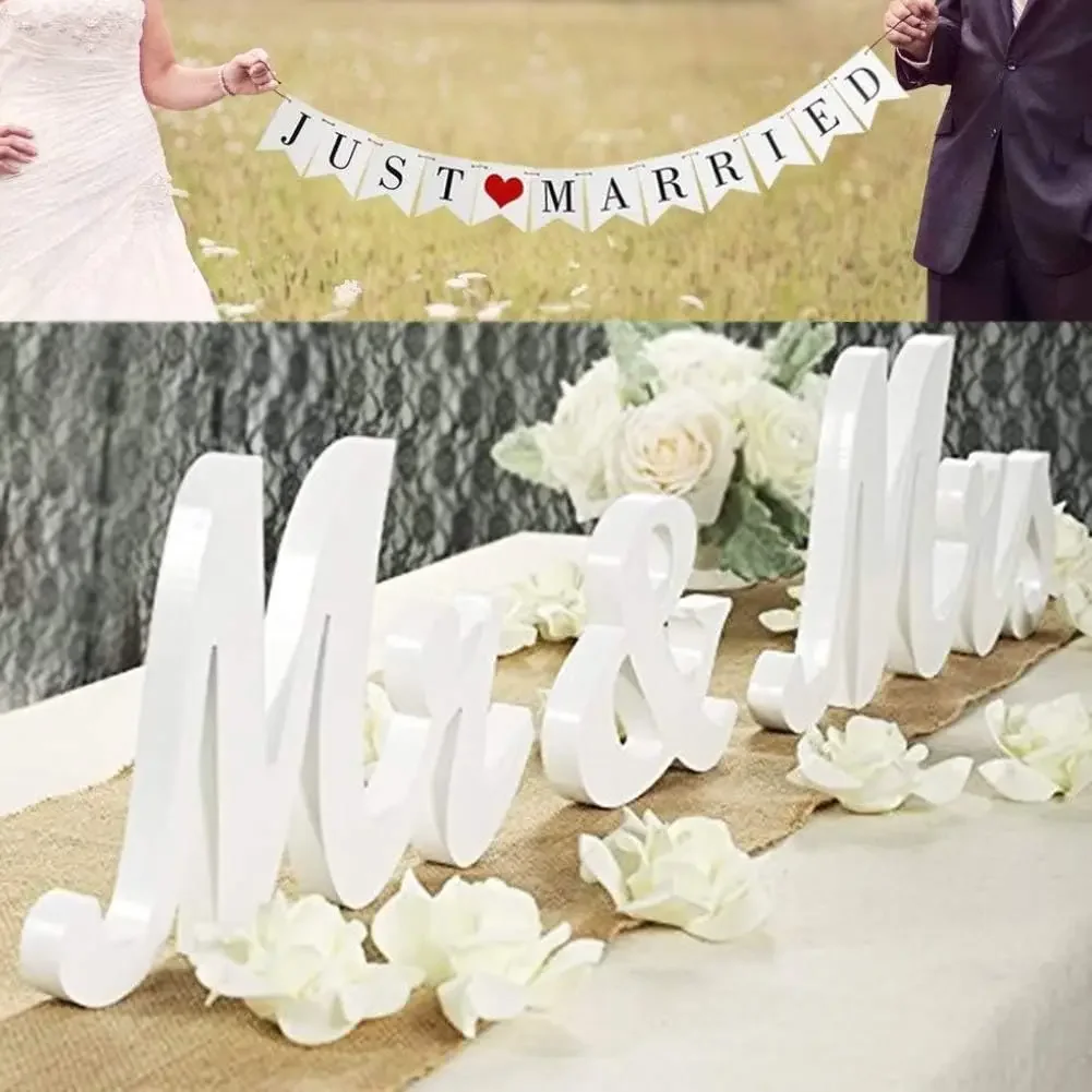 SET Wedding Decorations Set, Mr and Mrs Sign & Just Married Banner Perfect for Wedding Table