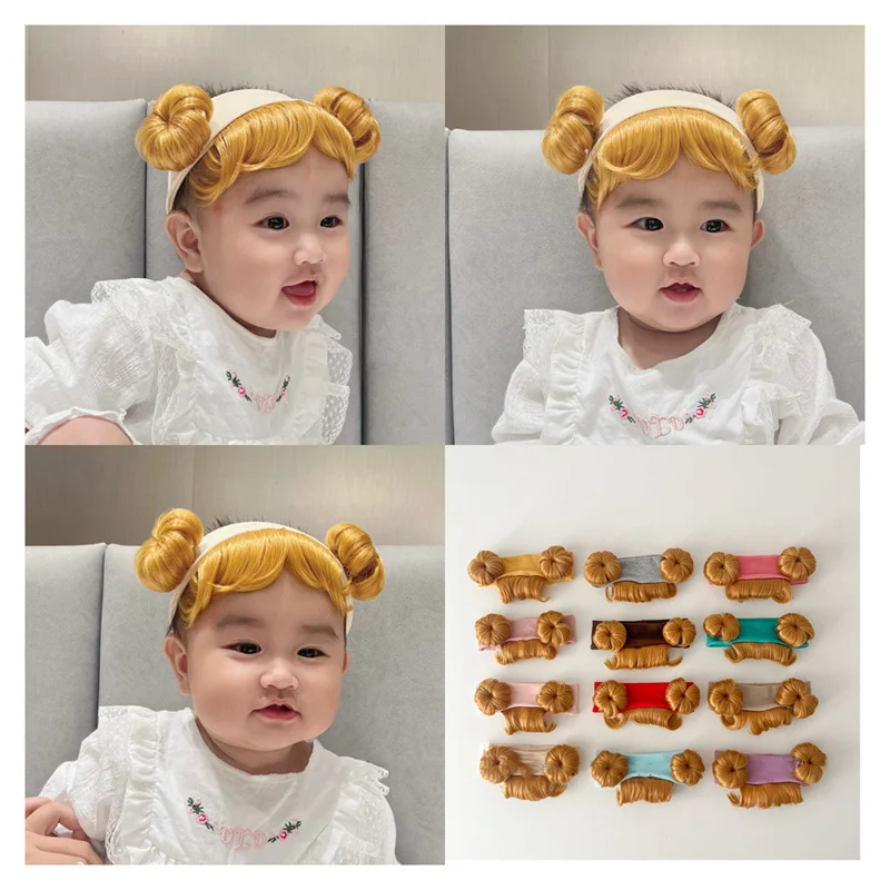 Cute Hair Accessories Infant Baby Girl Gold Balls Wig Hat Hairpiece Newborn Children Kids Girls Cosplay Headbands Headwear