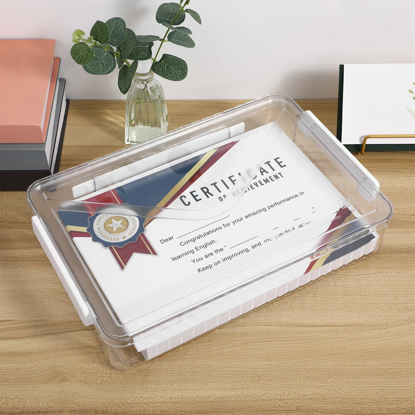 

Transparent Document Storage Box Plastic File Organizer Large Capacity Portable File Storage Case