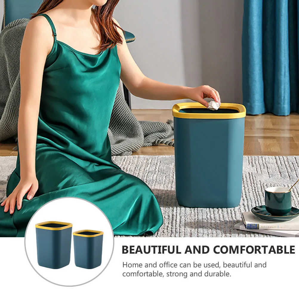 

2 Pcs Trash Can Wastebasket Plastic Garbage Bin Kitchen Container Small Size Home Office Storage Solution