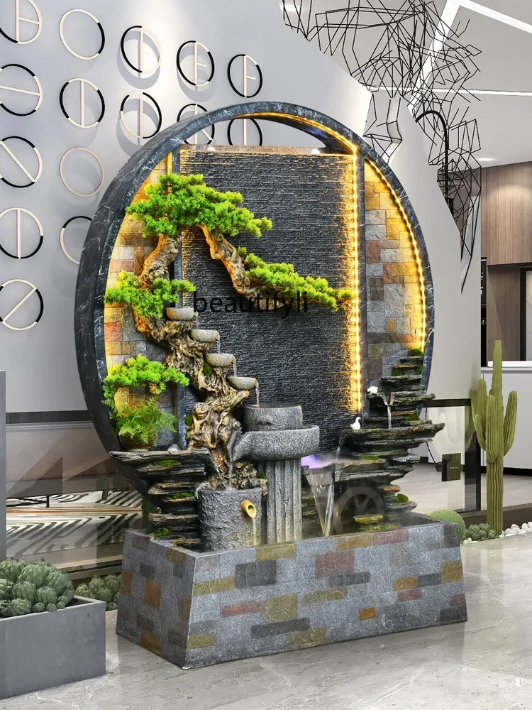 Bed & Breakfast Courtyard Home Garden Decoration Corner Landscape Large Rockery Landscape Water Curtain Wall Creative Flowing