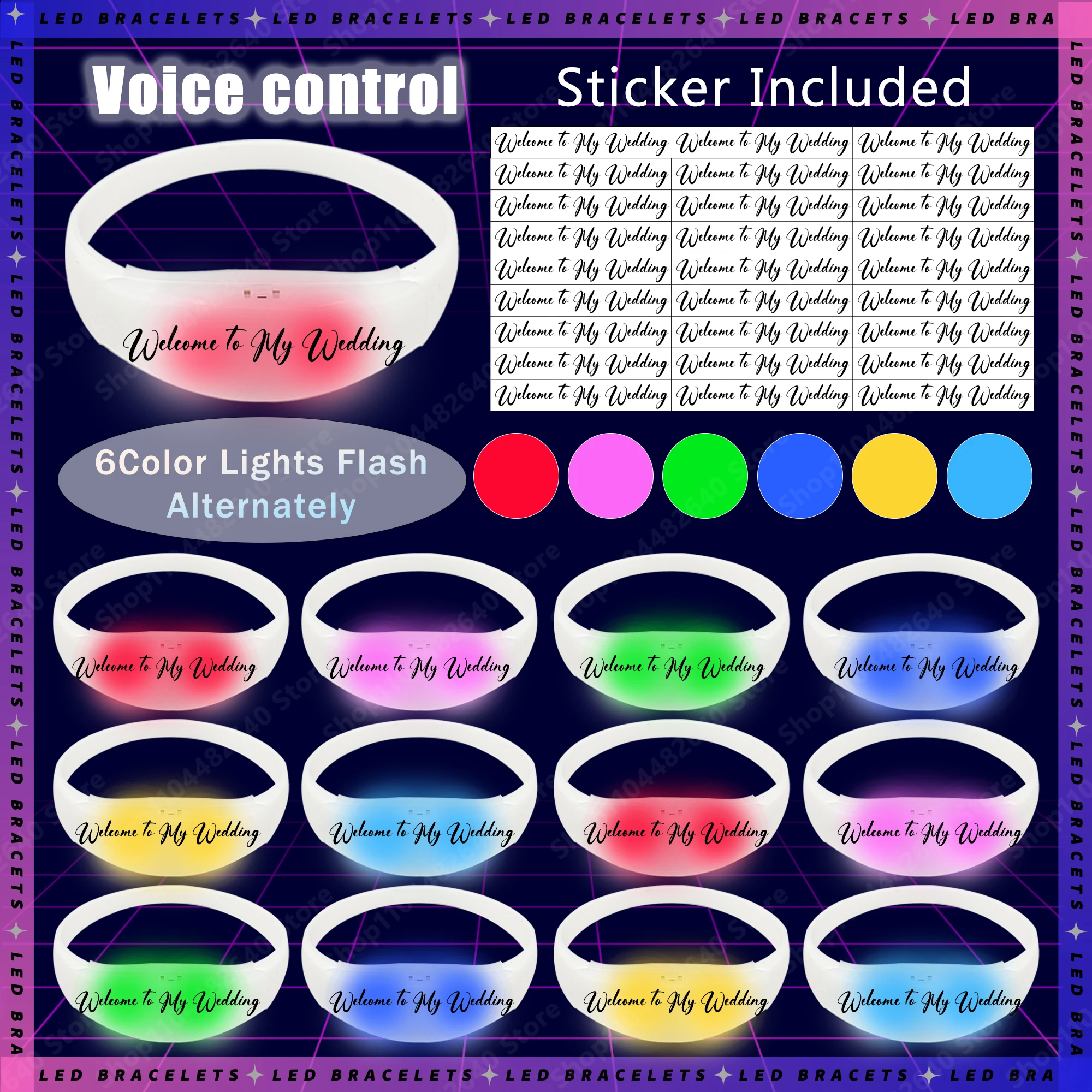 20-150 stuks led-armband voor bruiloft muziek en geluid geactiveerde oplichtende armband glow in the dark glow armband verjaardagsfeestje gunst