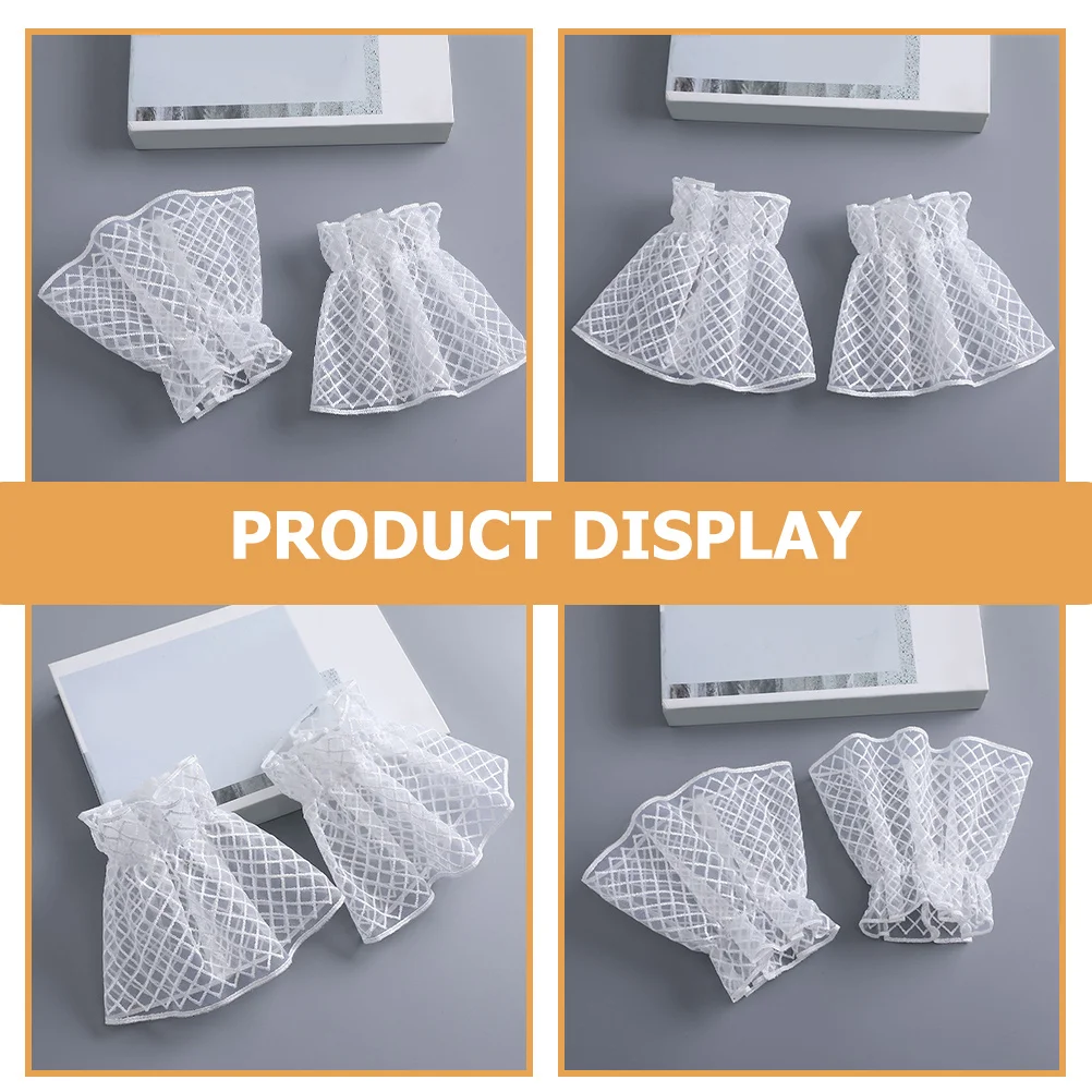 1 زوج الأزهار الدانتيل المعصم للنساء انفصال كم اكسسوارات الأبيض الدانتيل الأصفاد فساتين راقية الأصفاد اليد لوليتا نمط المعصم