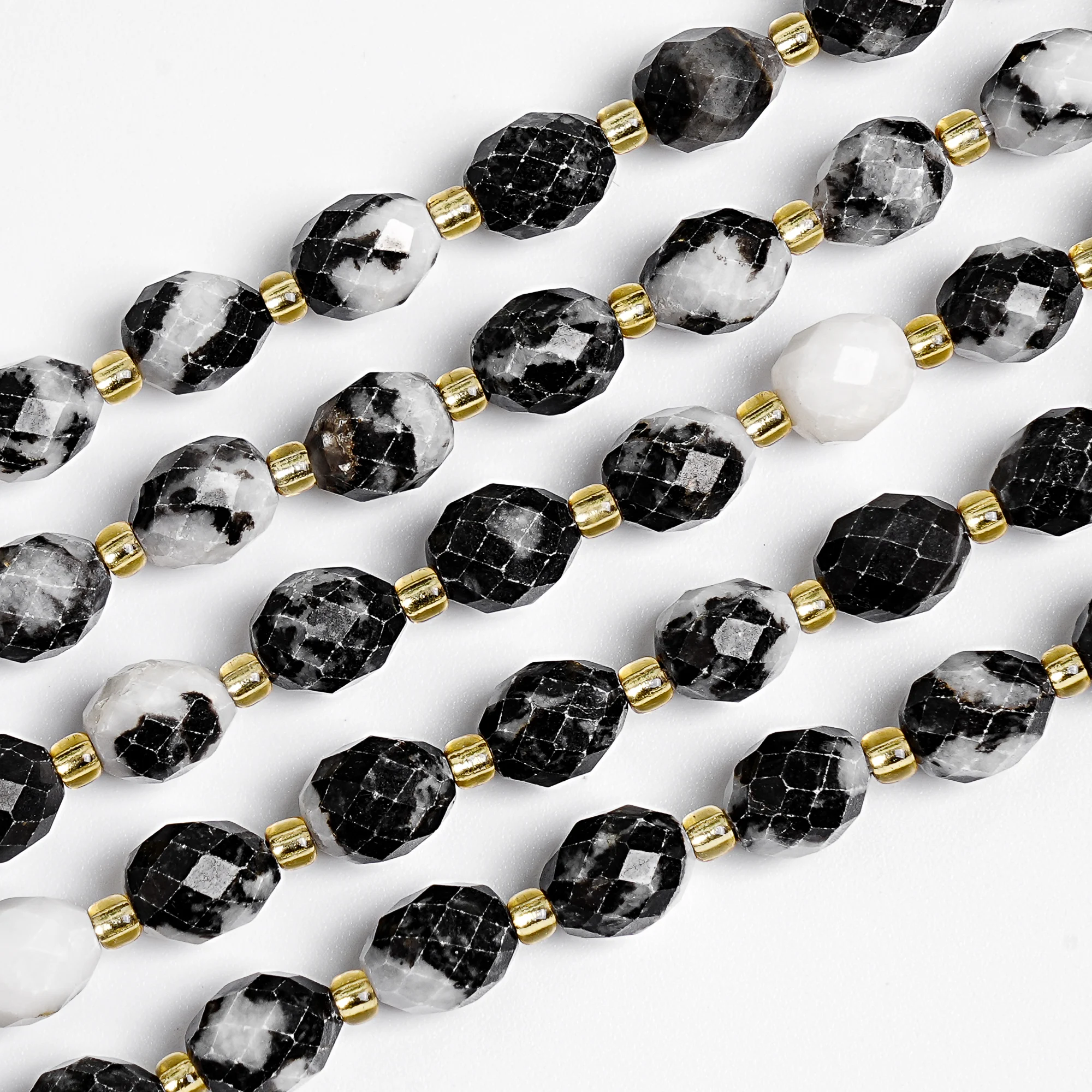 

Natural Faceted Zebra Jasper Beads 8mm Black White Rhombus Cut Loose Beads for Jewelry Making DIY Bracelet Necklace Supplies