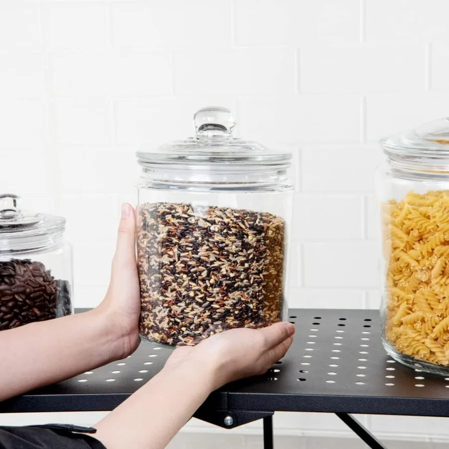 أدوات المطاعم Vetri 0.5 جالون جرة تخزين زجاجية 1 جرة بسكويت زجاجية قابلة للغسل في الأطباق ختم محكم فتحة واسعة حلوى زجاجية شفافة #5