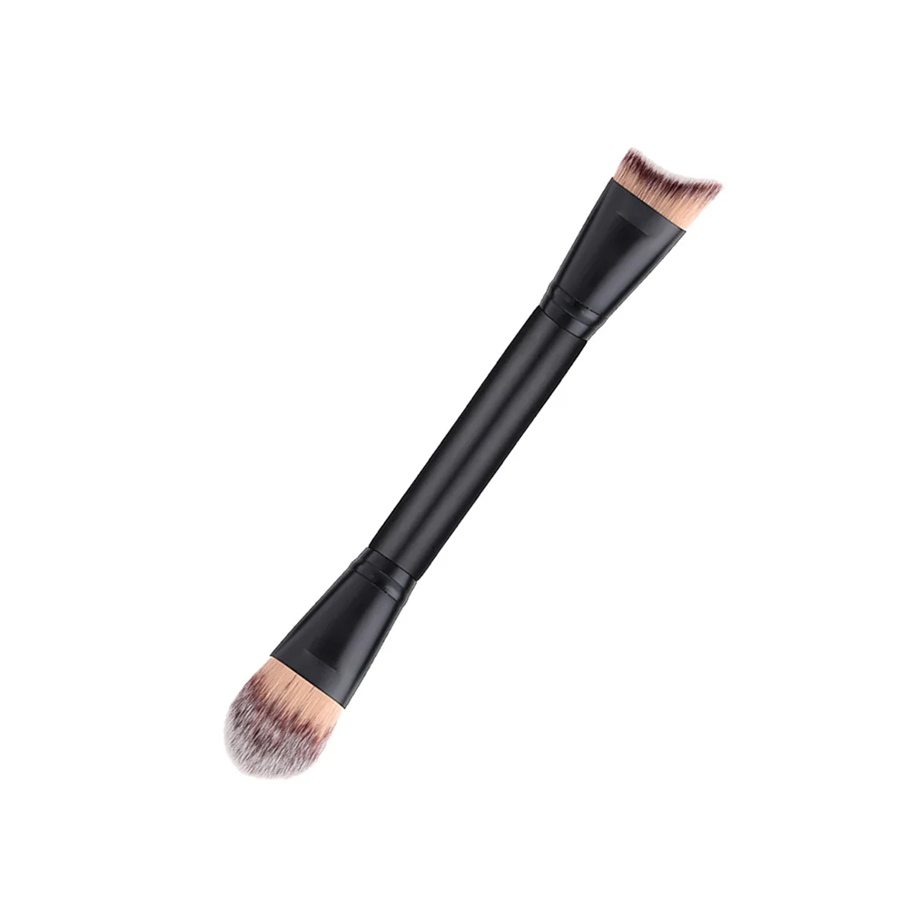 Doppelseitige Bürste mit Holzgriff, ultraweiche, dichte Borsten für Puder, Rouge, Foundation, Blending, Make-up-Werkzeug