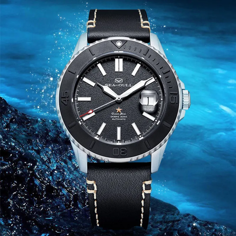 Seagull 300M Waterproof Automatic Watch Men Sports Deep Diving Mechanical Mens Watches Sapphire Luminous Ceramic Ocean Star 2022